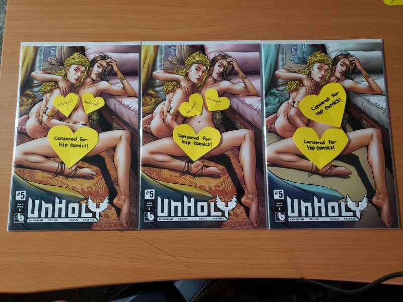 *RARE* Unholy #5 Nude & Naughty A B C Variant Cover Set!