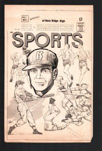 All-American Sports #1 1967 B & W Cover Proof-Production Art-Used in the crea...