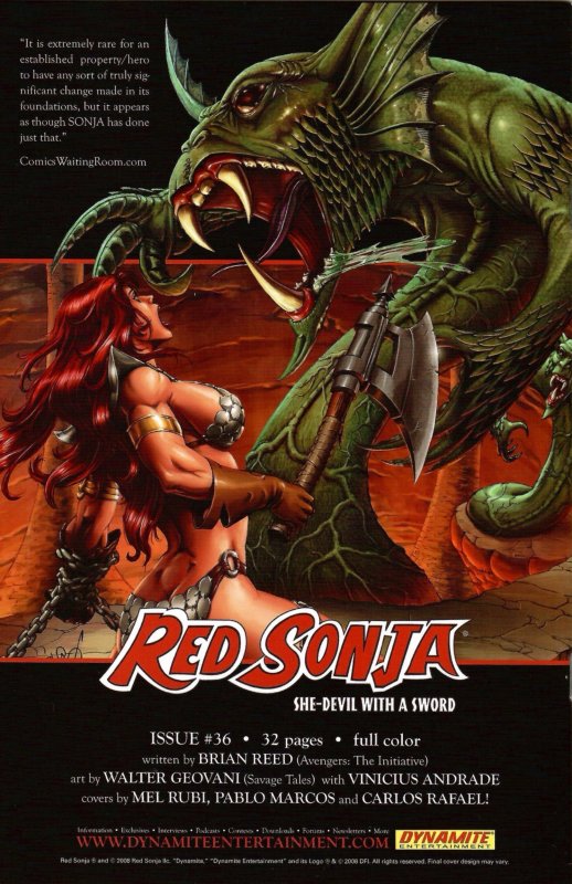Red Sonja She-Devil With A Sword #35 Rafael Cover C (2008)