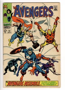 AVENGERS 58 F/VF 7.0 ORIGIN VSION;JOINS AVENGERS! 2ND APP.VISION