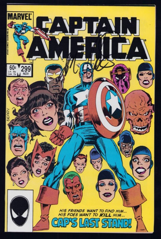 Captain America #299 - Paul Neary Cover. Signed by J.M. DeMatteis (9.0) 1984