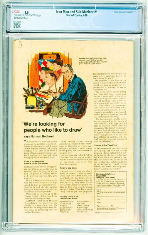 Iron Man & Sub-Mariner (1968) CGC 3.0 OWW Pages!