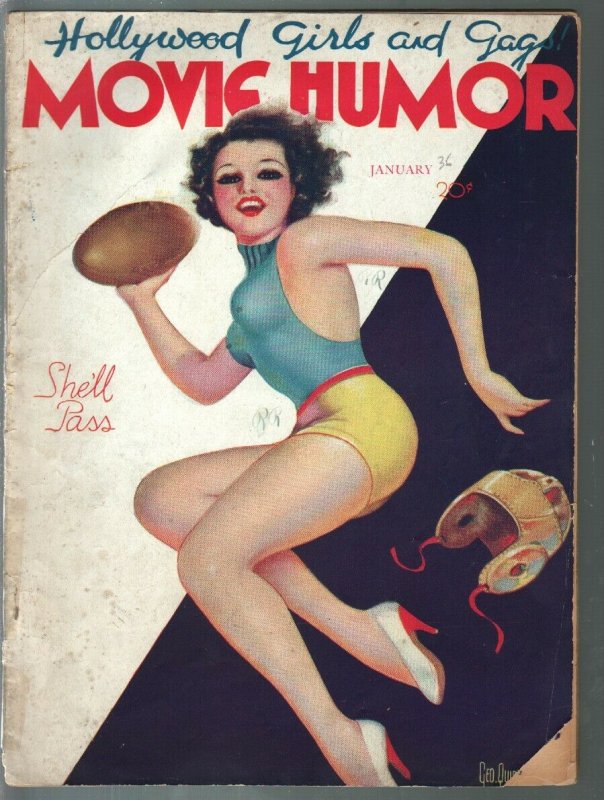 Movie Humor 1/1936-George Quintana cover-cheesecake-swimsuits-show girls-G