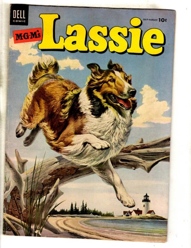 Lassie # 17 FN Dell Golden Age Comic Book Painted Cover Dog Collie TV Show JL18