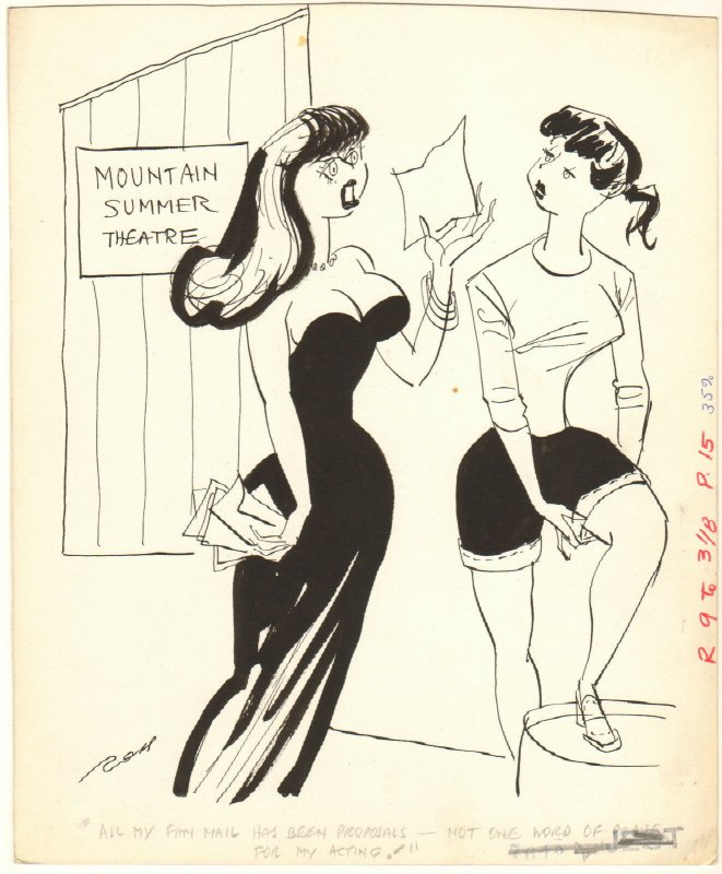 Two Young Sexy Actresses Humorama Gag 1961 Art By Al Ross Comic Collectibles Original Art 