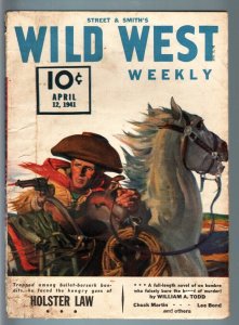 WILD WEST WEEKLY 4/12/1941-WESTERN PULP-HOLSTER LAW VG/FN 