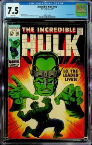 The Incredible Hulk #115  (1969) - CGC 7.5 - Cert#4240152005