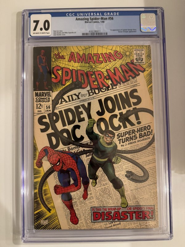 Amazing Spider-man #56 - CGC 7.0, 1st appearance of Captain George Stacy, (1968)