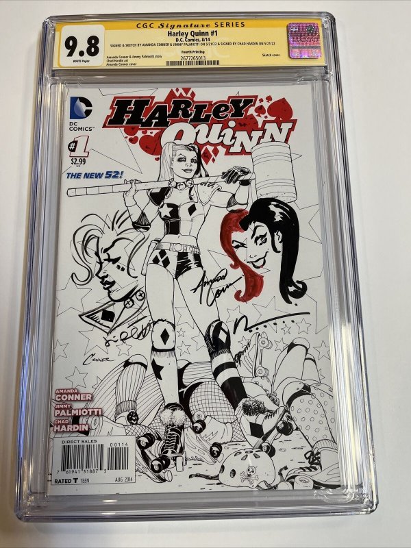 Harley Quinn (2014) # 1 (CGC 9.8 SS) Signed Sketch Palmiotti & Conner |4th Print