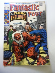 Fantastic Four #91 (1969) VG- Condition moisture stains