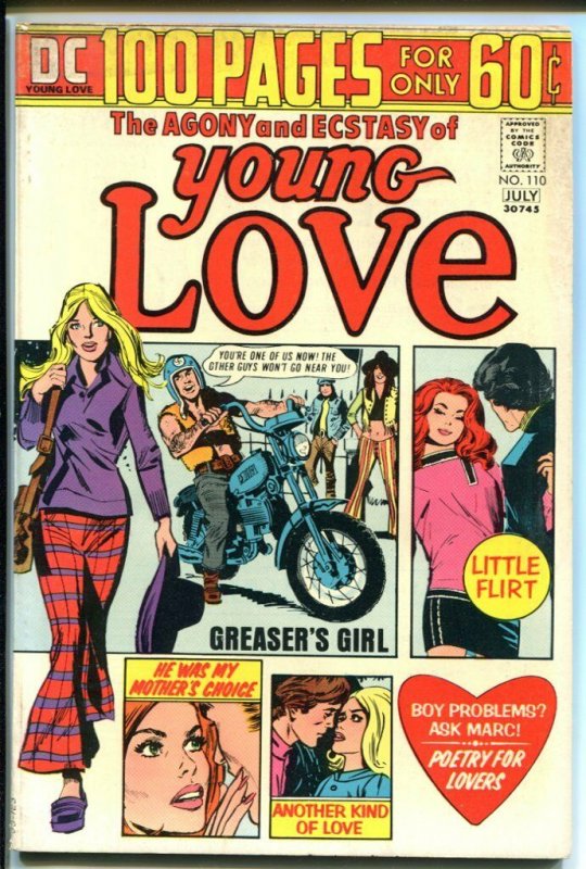 YOUNG LOVE #110-DC ROMANCE-100 PAGE GIANT-BIKER GANG FN+