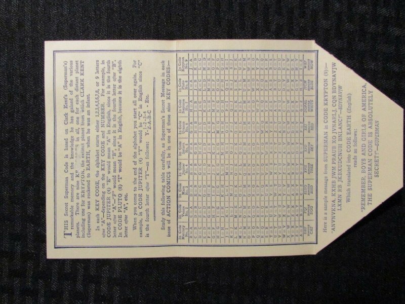 1955 Original SUPERMEN OF AMERICA Superman's Secret Code Premium VG+ 4.5