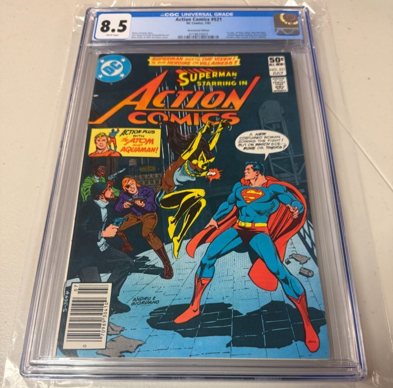 Action Comics # 521 CGC Graded 8.5 DC Comic Book 1st Vixen Appearance Key JH30
