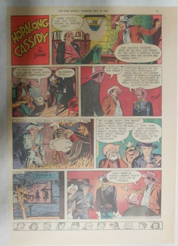 Hopalong Cassidy Sunday Page by Dan Spiegle from 7/19/1953 Size: 11 x 15 inches