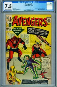 AVENGERS #2 CGC 7.5 comic book 1963-marvel silver-age-hulk-thor-1991597001