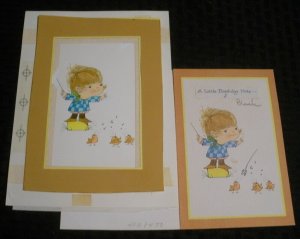 HAPPY BIRTHDAY Cute Boy Conductor w/ Birds 6.5x9 Greeting Card Art #845D