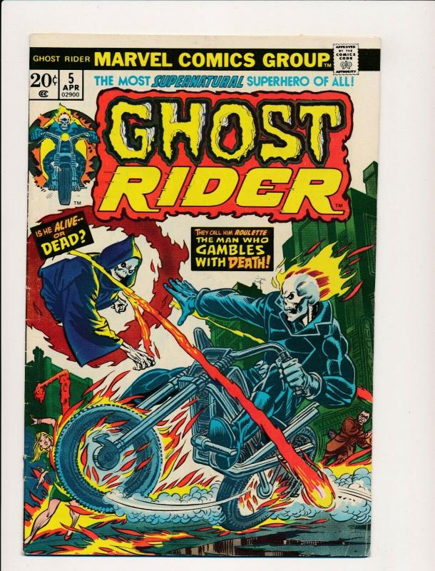 Marvel Comics Supernatural Superhero GHOST RIDER #5,  1974 VG+ (PF469) 