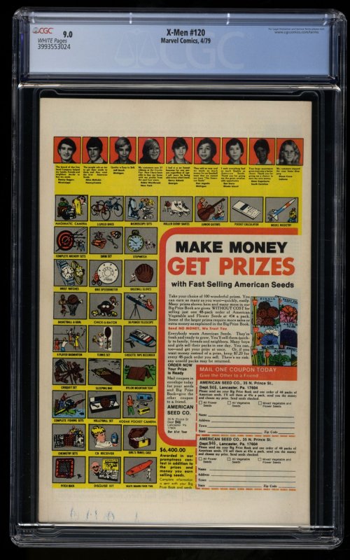 X-Men #120 CGC VF/NM 9.0 White Pages 1st Appearance Alpha Flight!