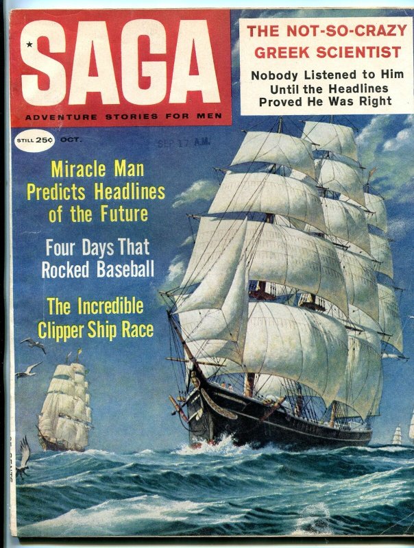 Saga Magazine October 1959-CLIPPER SHIP-SPENCER THORNTON VG/FN