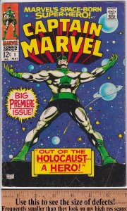 CAPTAIN MARVEL #1 (May 1968) Solid VG- 3.5, cream to white paper see description