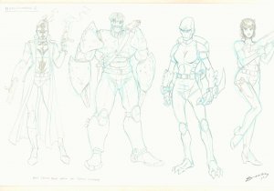 Micronauts: Revolutions 2 Four Figure Character Designs Signed art by Tim Seeley