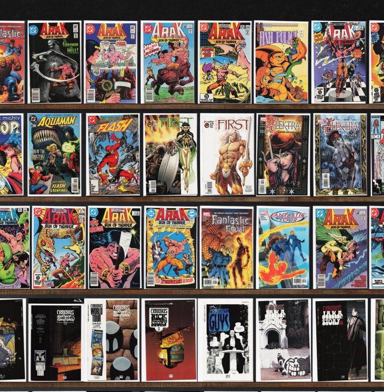 Huge Lot 140+ Comics with Cerebus, Fish Police, Thor, The Flash & More!