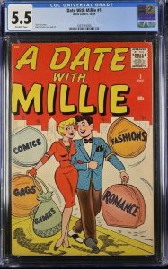 (1959) DATE WITH MILLIE #1 CGC 5.5 OWP! Dan DeCarlo Art! RARE GOOD GIRL!