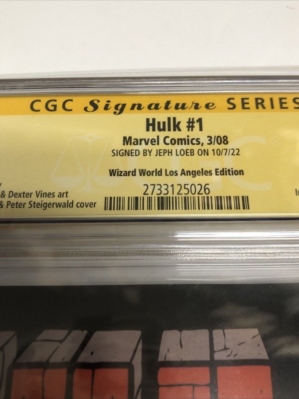 Hulk(2008)#1 (CGC SS 9.6) Signed By  Jeph Loeb| Wizard World Los Angeles Edition
