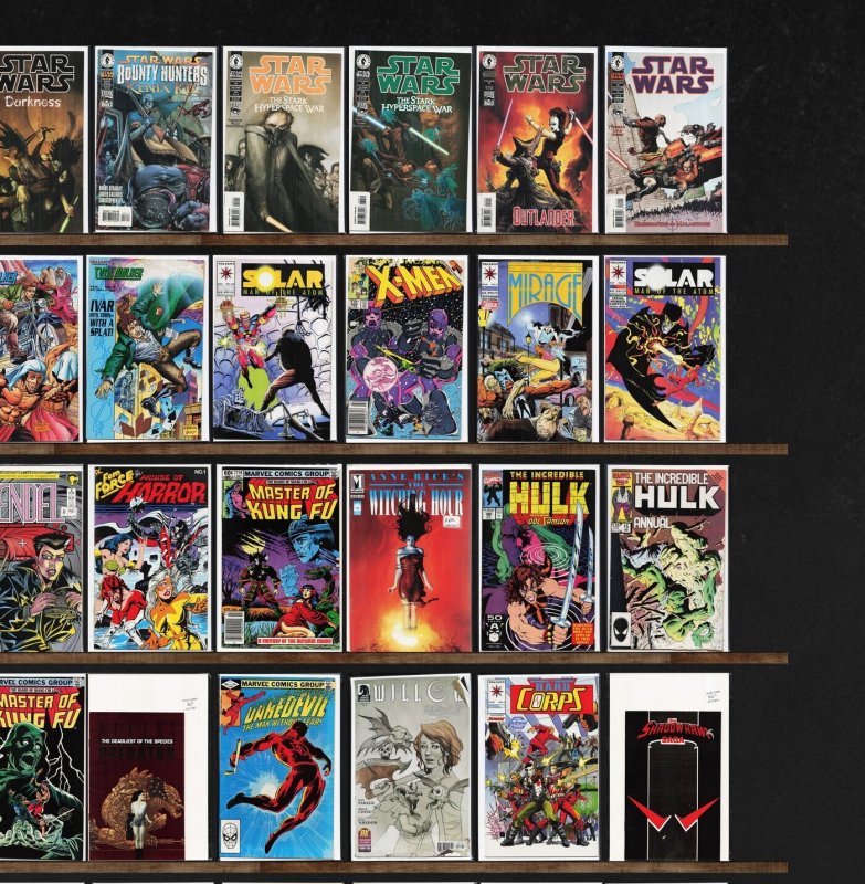 Huge Lot 150+ Comics with Star Wars, The Incredible Hulk, X, Grendel & More!
