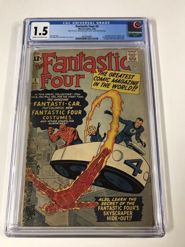 Fantastic Four 3 Cgc 1.5 Cr/ow Pages Marvel Silver Age