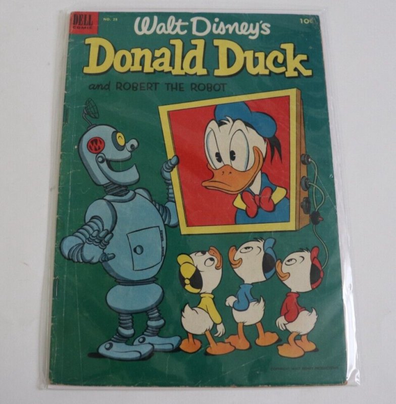 Walt Disneys Donald Duck #28 Robot Cover VTG 1953 Golden Age Dell Comics