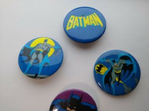 Batman Vintage Pinback Button Badges 4 Original 1980's Licensed Official Bat Man 