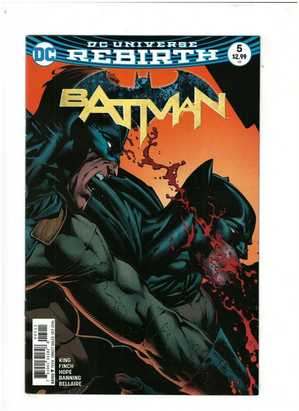 Batman #5 NM- 9.2 DC Comics Rebirth 2016 Finch Variant 761941341828