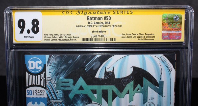 Batman #50 CGC (9.8) Signed & Sketched by Alfredo Lopez - 2018