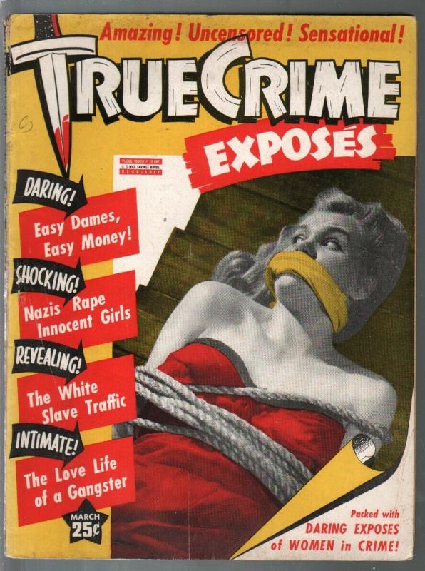 True Crime Exposes #1 -3/1943-1st issue-bound & gagged-gun moll-G/VG