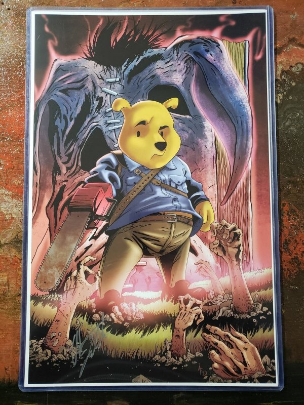 11x17 Adam Fields Signed Original House of Living Dead Pooh Print