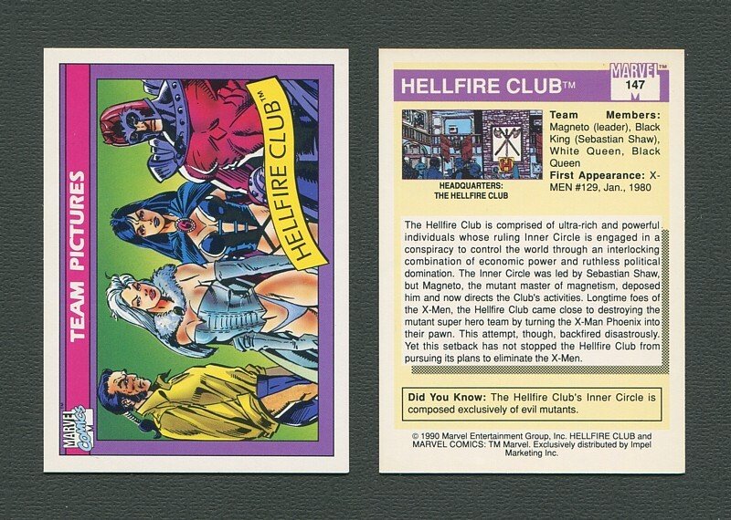 1990 Marvel Comics Card  #147 (Hellfire Club) / MINT