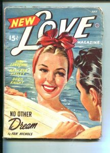 NEW LOVE-JULY1948-ROMANTIC PULP FICTION- PIN-UP GIRL COVER-SWIMSUIT-good minus