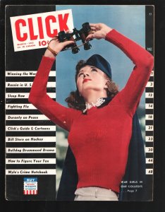 MAG: Click 3/1942-pin-up girl cover photo-color John Wayne pix-Bulldog Drummo...