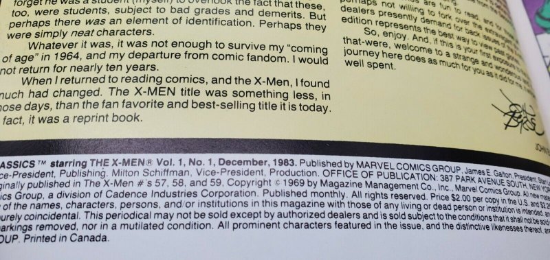 X-MEN CLASSICS (1983 Series) #1 NM