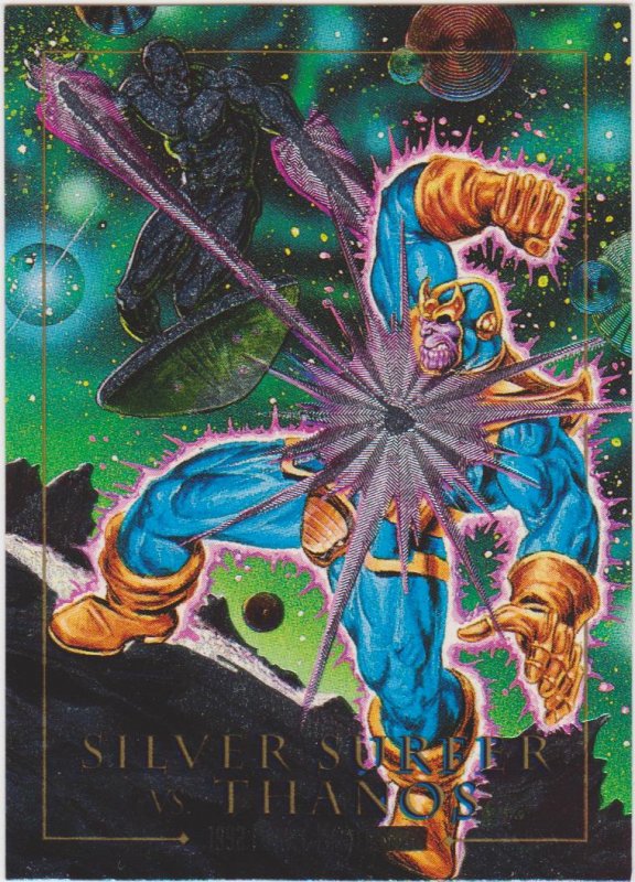 1992 Marvel Masterpieces 2D Card Silver Surfer vs Thanos Comic