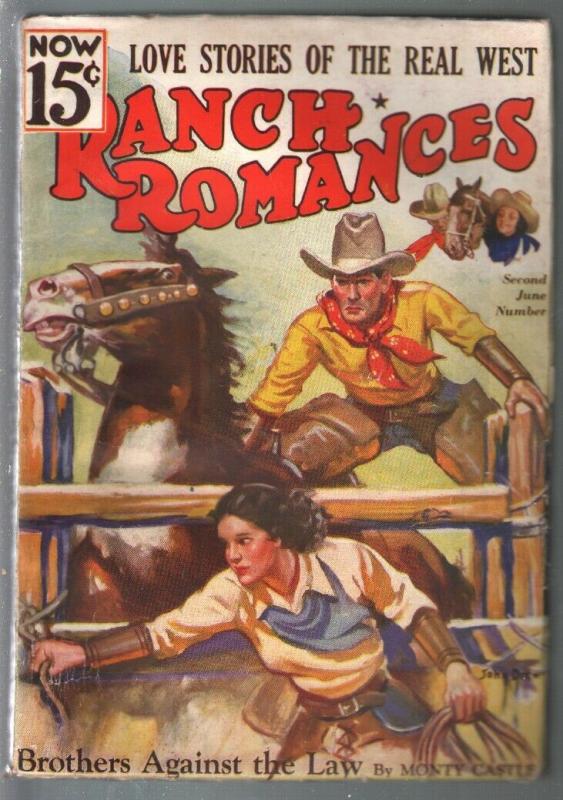 Ranch Romances 6/2/1936-Brothers Against The Law-John Drew GGA-FN