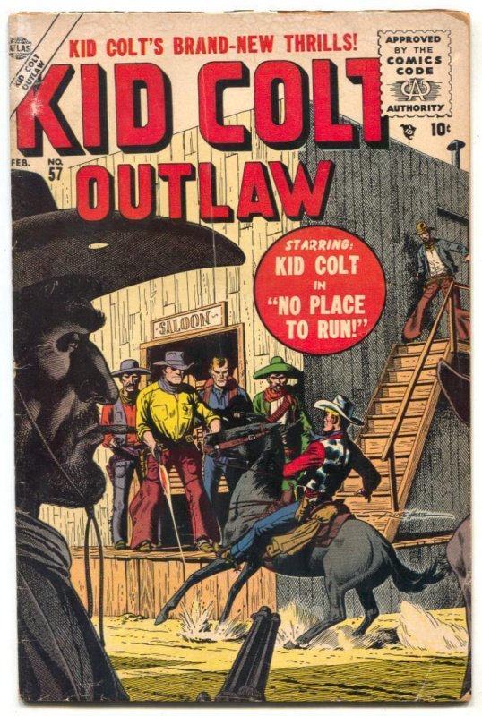 Kid Colt Outlaw #57 1956- Russ Heath cover- Atlas Western VG