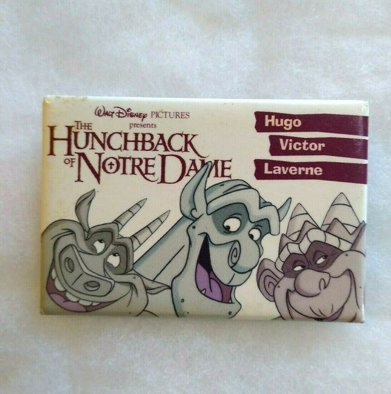 Disney Hunchback Of Notre Dame 3 x 2 Button Badge Vintage 1996 Movie Promo 