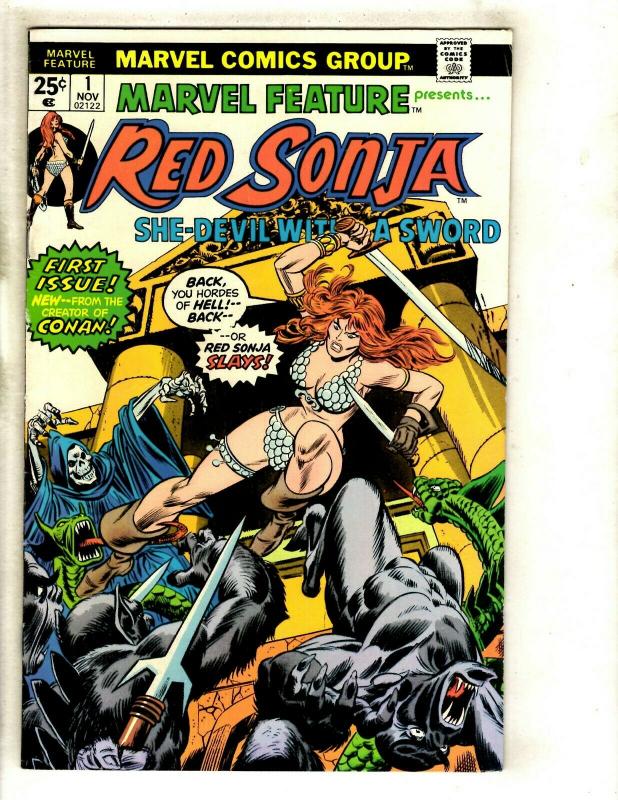 RED SONJA Marvel Feature # 1 FN Comic Book Feat. Conan Kull King Sword GK3