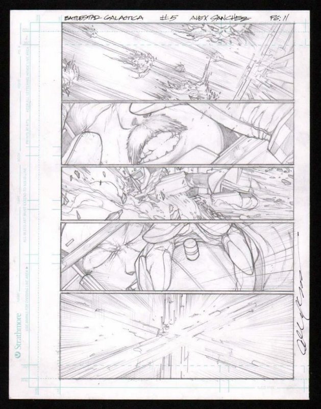 Battlestar Galactica #5 pg 11 Original Pencil art  ALEX SANCHEZ Nice art page 