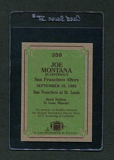 1984 Topps #359 Joe Montana / HOF / MINT