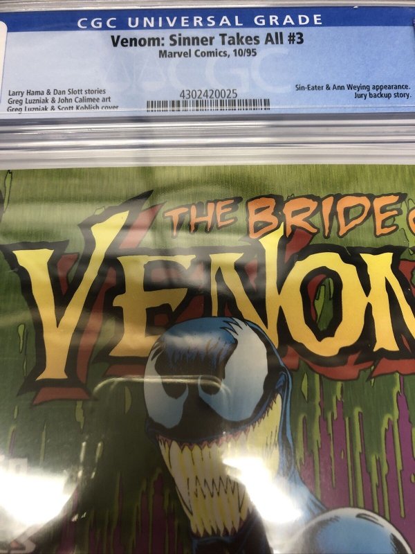 Venom : Sinner Takes All (1995) # 3 (CGC 9.8) Marvel Comics • Larry Hama • Slott