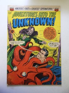 Adventures Into the Unknown #47 (1953) VG Cond 1/2 spine split slight stains bc
