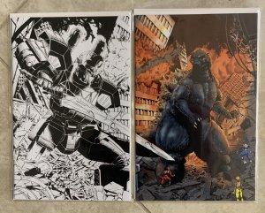 GODZILLA VS. MMPR (POWER RANGERS) II #1 | IDW | B&W & COLOR CONNECTING COVERS